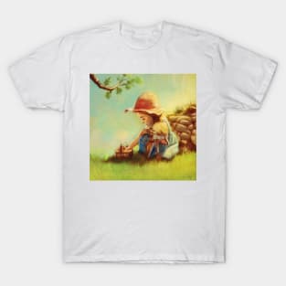 Girl having a picnic with her dog T-Shirt